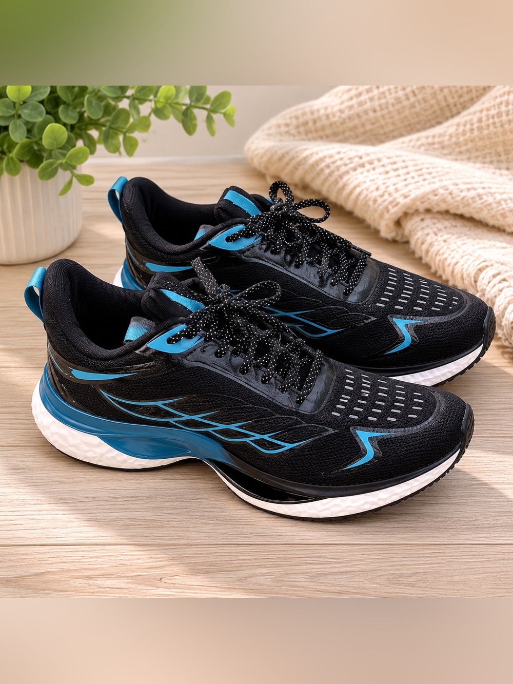 Black & Teal Running Sneakers- Brand New
